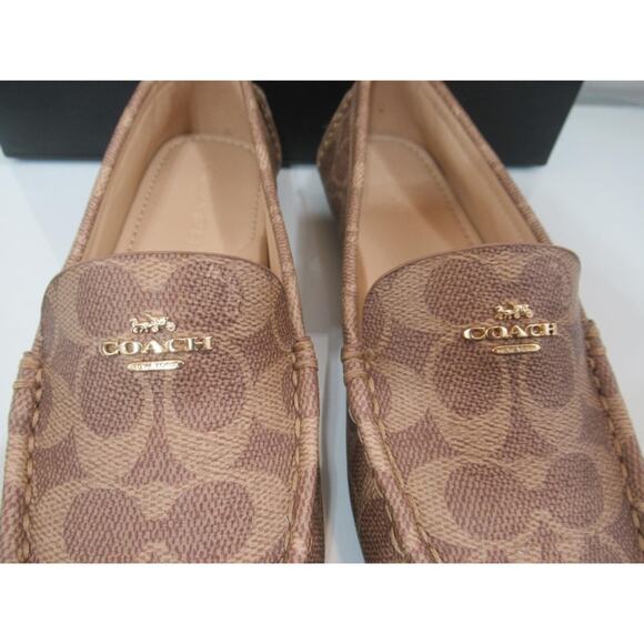 Coach Marley Coated Canvas Driver Signature C Slip On Moccasin Shoe Tan Size 7.5 - Picture 5 of 10